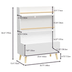 Bookshelf, Book Organizer With Toy Storage - White