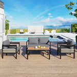 U_Style Multi-Person Outdoor Iron Sofa Set with Table