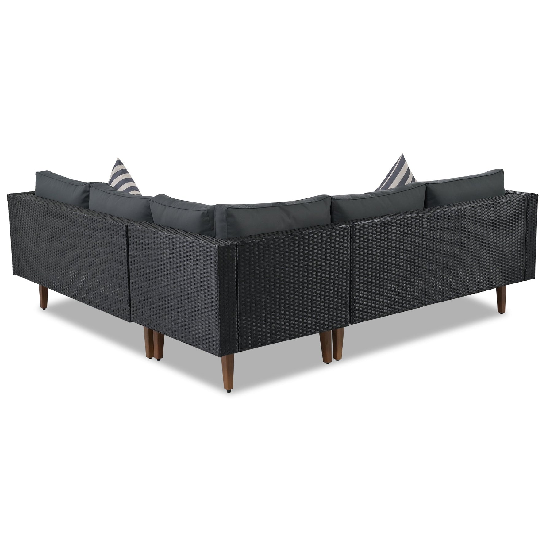 4-Piece Outdoor Wicker Sofa Set with Colorful Pillows