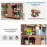 TOPMAX 66" Large Outdoor Farmhouse Wooden Potting Bench Table