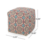 Amelia Handcrafted Fabric Pouf Rustic Elegance Multicolored