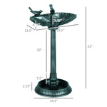 Outsunny 32" Antique Bird Bath with Pedestal Flower Planter Base