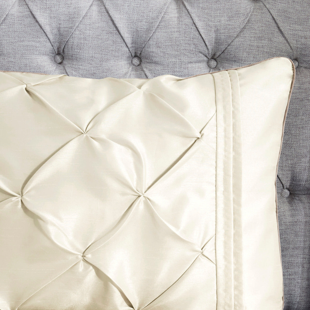 7 Piece Tufted Comforter Set Ivory King