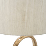 D14x28.5' Oval Shape Cut Out Metal Table Lamp with Cream Linen Shade
