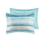 8 Piece Printed Seersucker Comforter and Quilt Set Collection Aqua Full/Queen