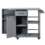 Outdoor Kitchen Island Fir Wood Prep Station with Stainless Steel Top