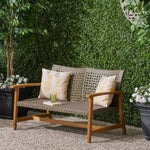 Hampton Outdoor Acacia Wood Wicker Loveseat