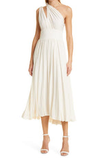 La Ligne One-Shoulder Cutout Midi Dress in Ivory  Size Small