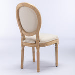 French Style Solid Wood Frame Linen Back Dining Chair Set of 2