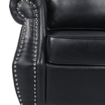 Contemporary Black PU Club Chair with Nailhead Trim and Rolled Armrests
