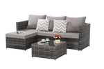 2 Pieces Patio Furniture Set with Woven Sectional and Ottoman