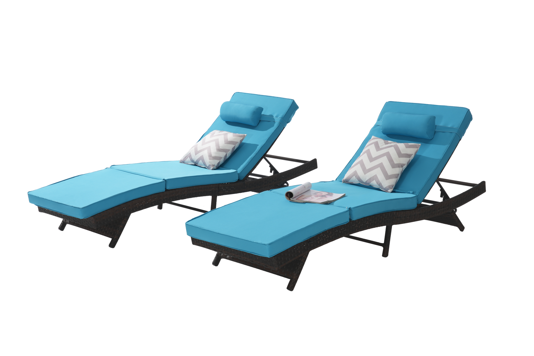 Outdoor Wicker Reclining Chair Set of 2