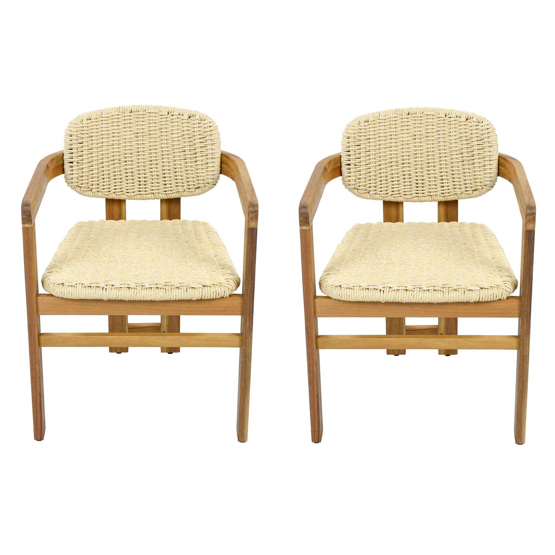 Outdoor Woven Rattan Chair Set Two Accent Chairs