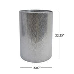Modern Round Accent Table With Hammered Surface