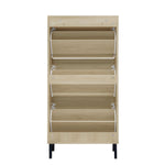 Modern Rattan 3 Door Shoe Rack Cabinet for Entryway