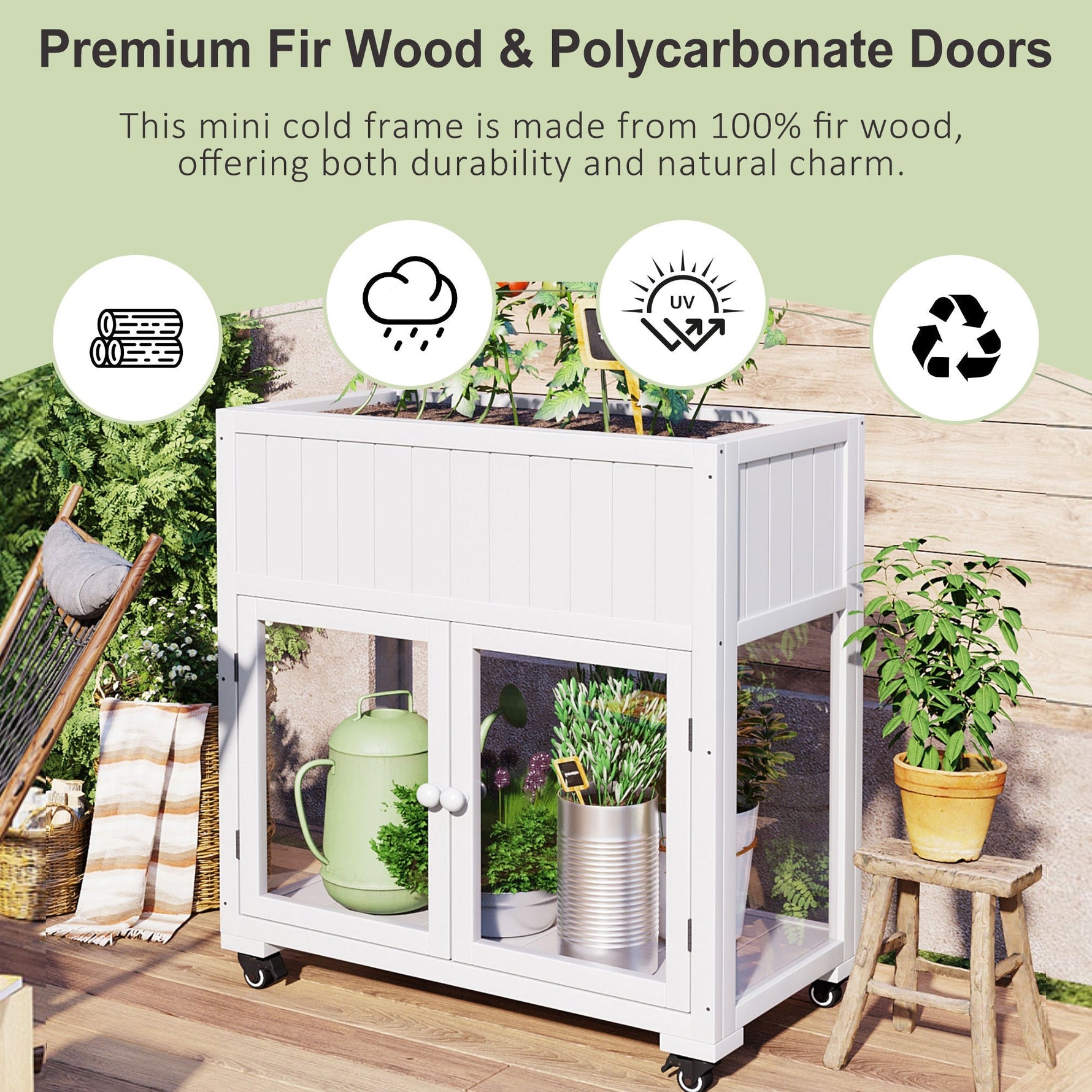 TOPMAX Patio Mini Wood Cold Frame Greenhouse