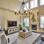 32" Rustic Farmhouse 10-Light Candle Chandelier