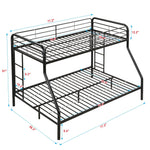 Modern Twin Over Full Metal Bunk Bed with Trundle and Dual Side Ladders