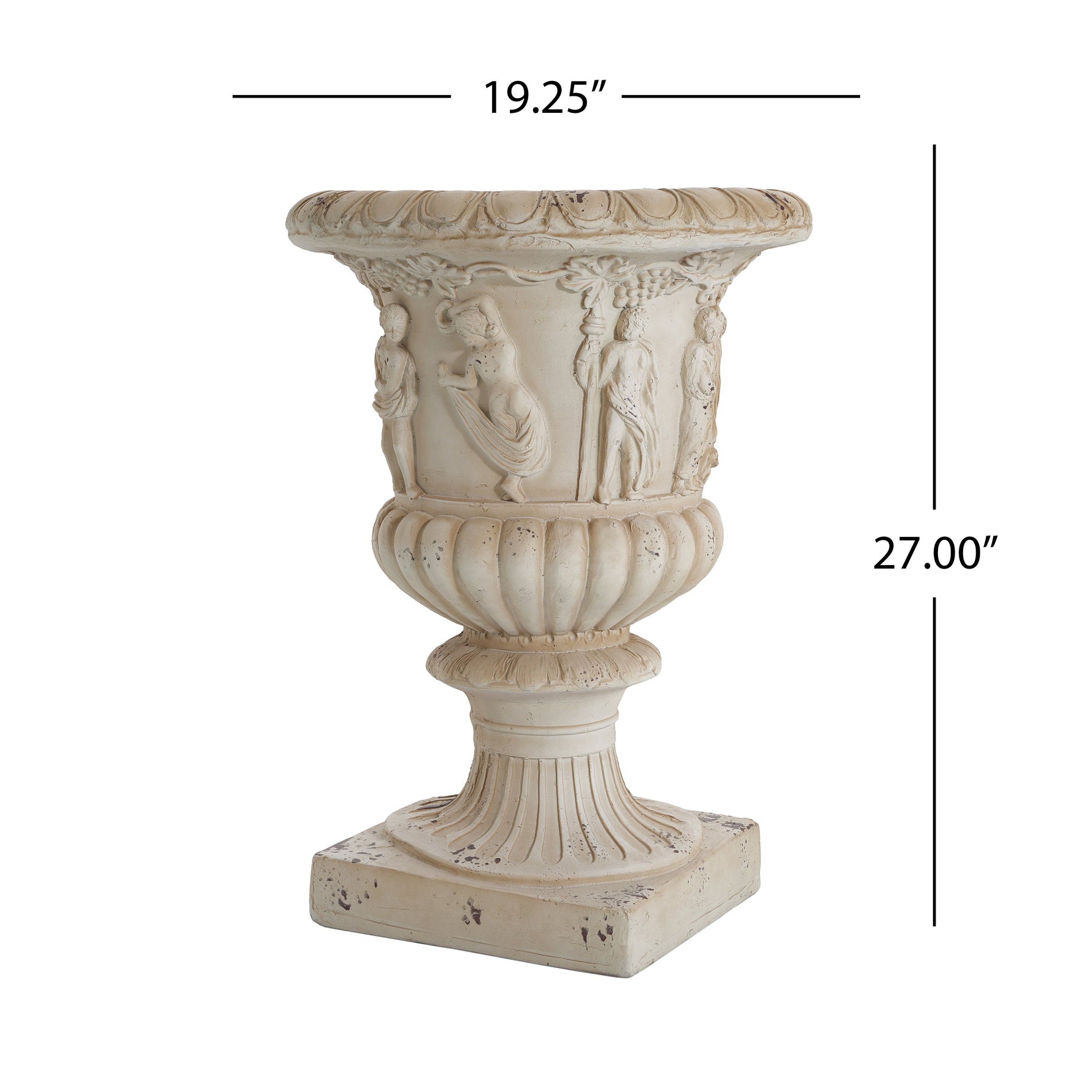 Garden Urn, Antique White, 27" H