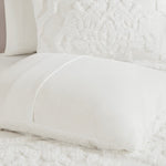 Full/Queen Tufted Cotton Chenille Damask Duvet Cover Set