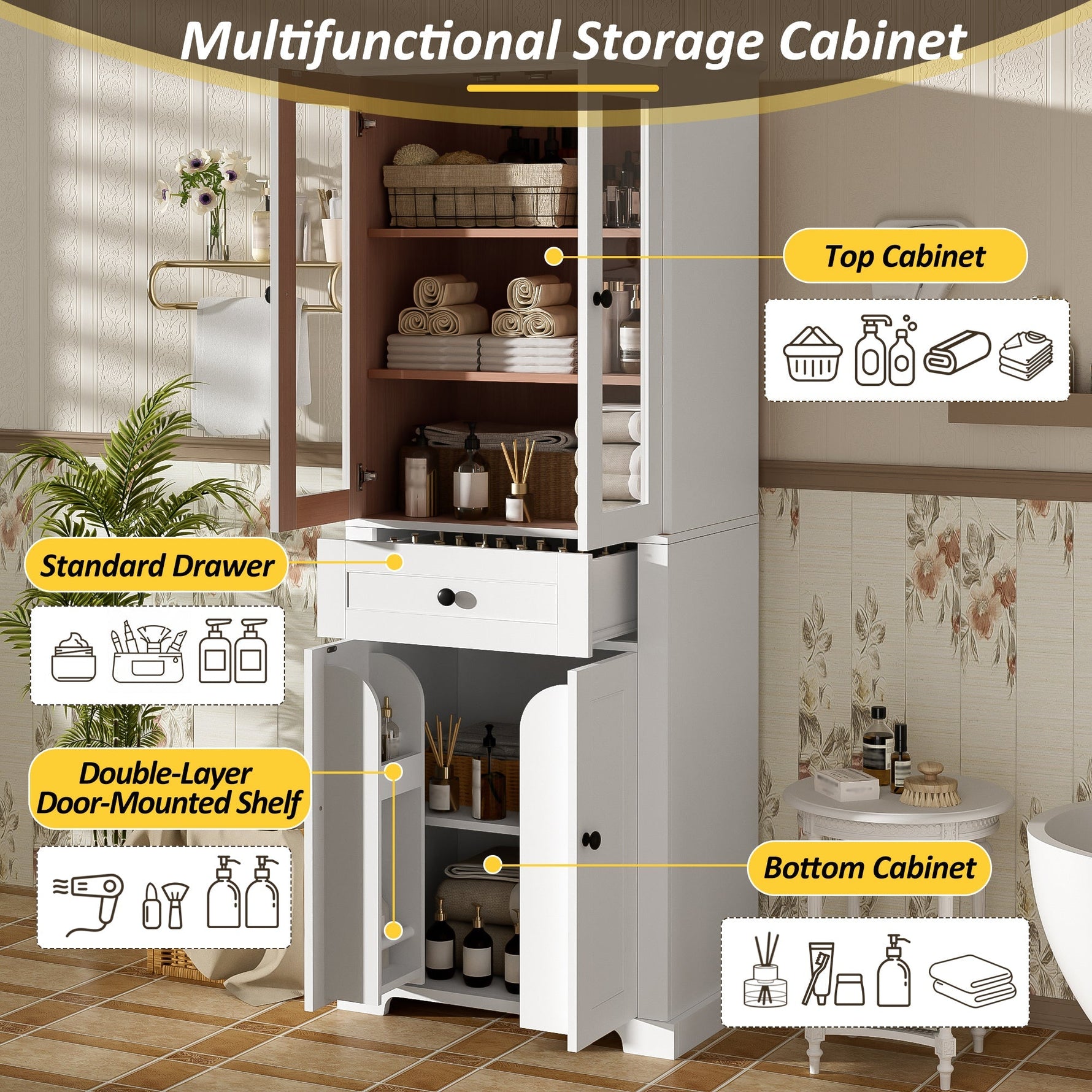 67.2' Tall Bathroom Storage Cabinet