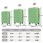 HIFINE Tourist 3-Piece Spinner Wheel Luggage Set in Green