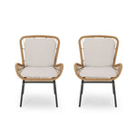 Outdoor Wicker Club Chair With Cushions (Set of 2)
