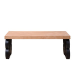 Black Scroll Base Coffee Table – 47" Rectangular Wood Living Room Table