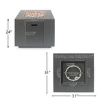33" Outdoor Iron Square Propane Fire Pit - Brushed Brown