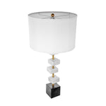 D15x30' Table Lamp with White Marble and Brass Frame
