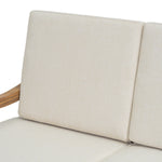 Outdoor Acacia Wood Loveseat with Cushions, Natural Finish with Beige Fabric