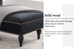 58" Velvet Chaise Lounge with Nailhead Trim and Solid Wood Legs