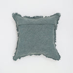Stonewashed Linen Throw Pillow with Handworked Edges & Fringe - 22x22