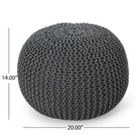Bordeaux Knitted Cotton Round Pouf - Versatile Ottoman and Floor Cushion