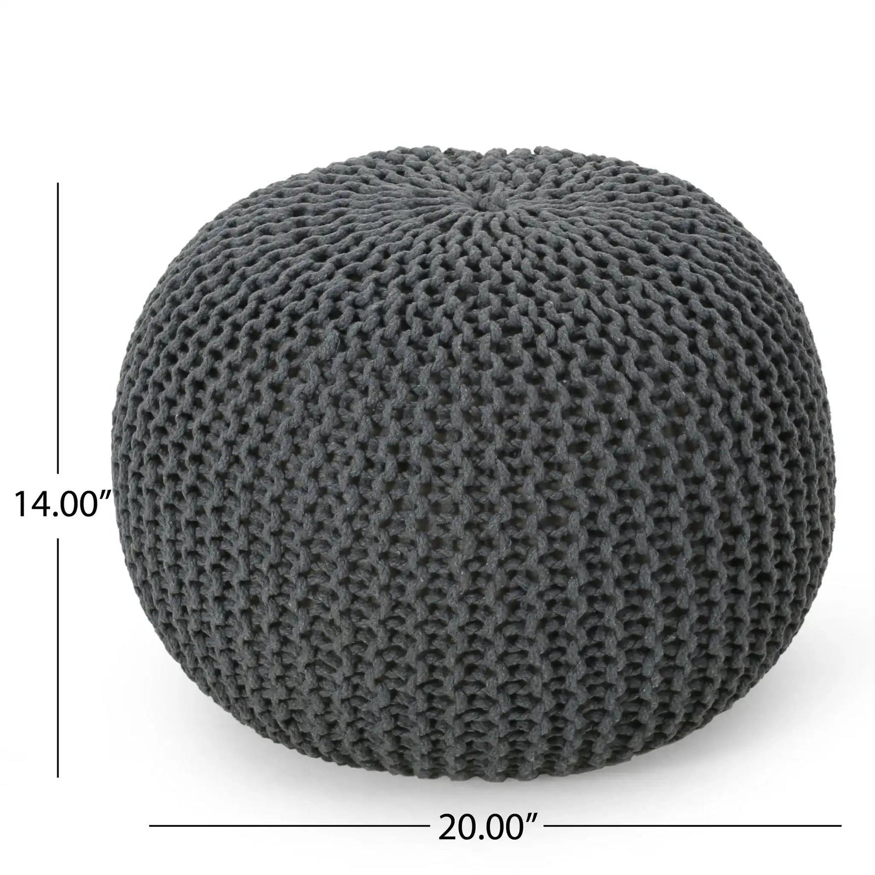 Bordeaux Knitted Cotton Round Pouf - Versatile Ottoman and Floor Cushion