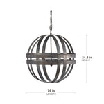 4 Light Galvanized Chandelier with Adjustable Chain