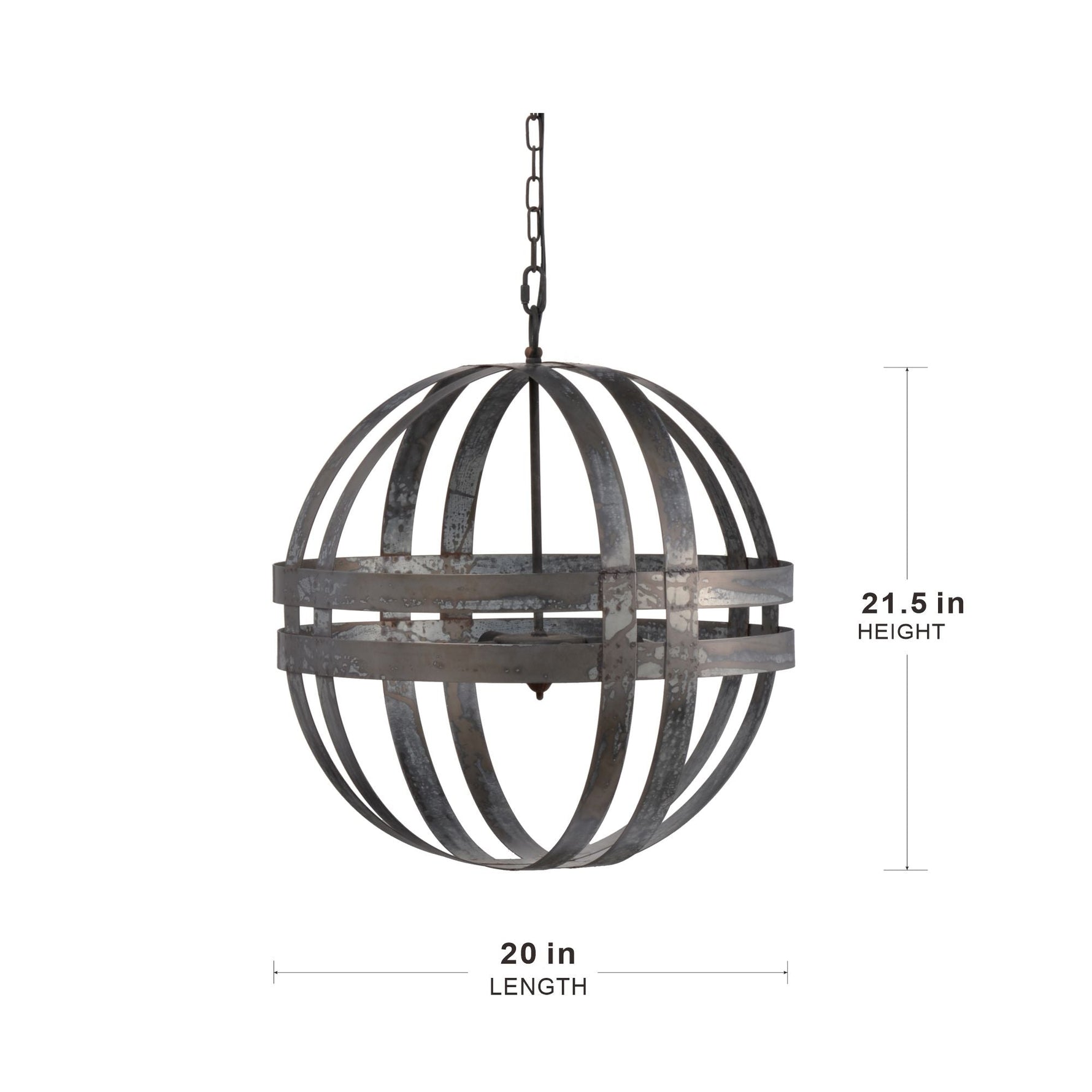 4 Light Galvanized Chandelier with Adjustable Chain
