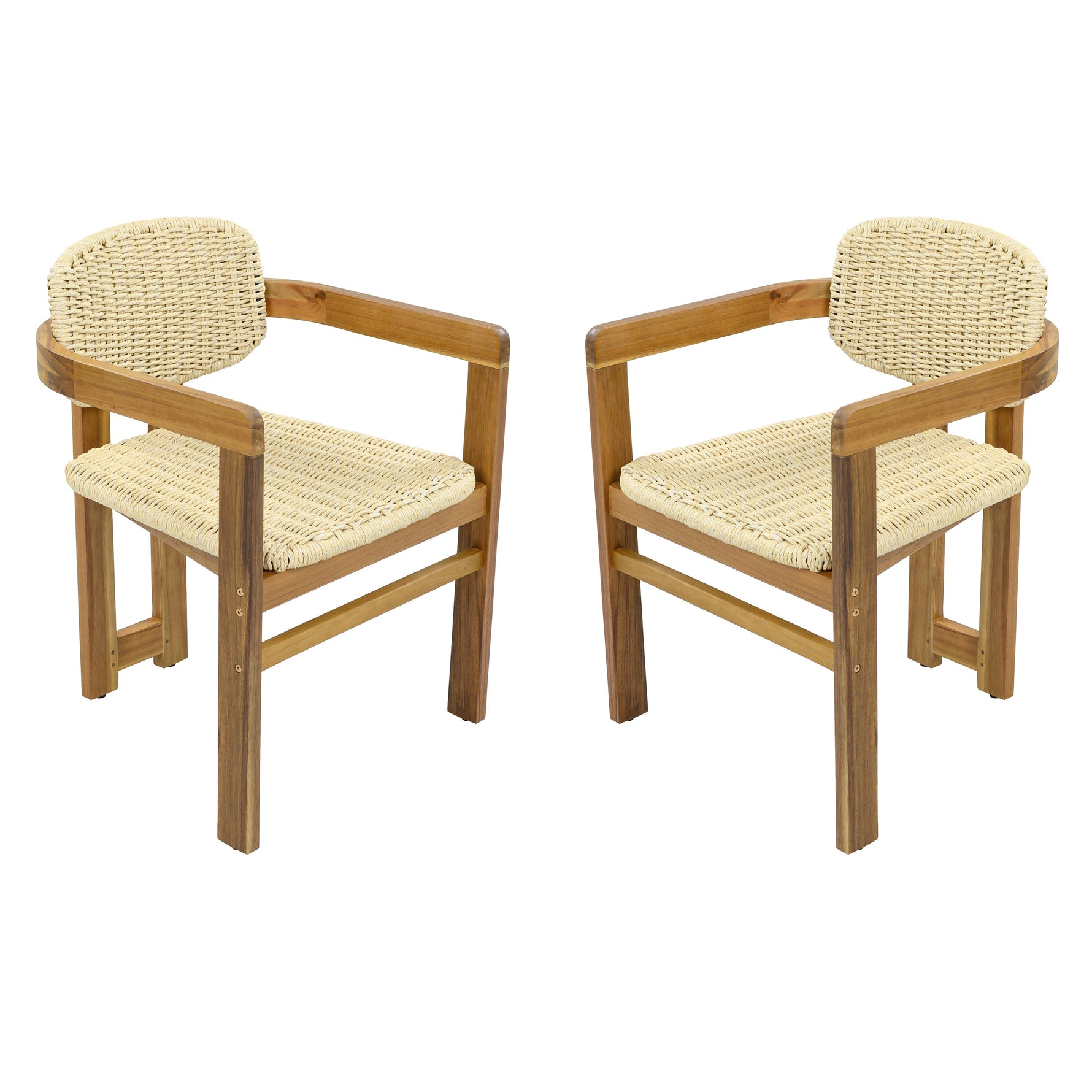 Outdoor Woven Rattan Chair Set Two Accent Chairs