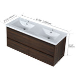 Modern Floating Bathroom Vanity With Dual Resin Sink, Soft Close Drawers