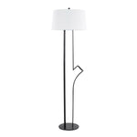 Shadow Contemporary Floor Lamp in Black Steel with White Linen Shade