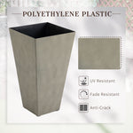 Outsunny Set of 3 Tall Planters with Drainage Hole, Gray