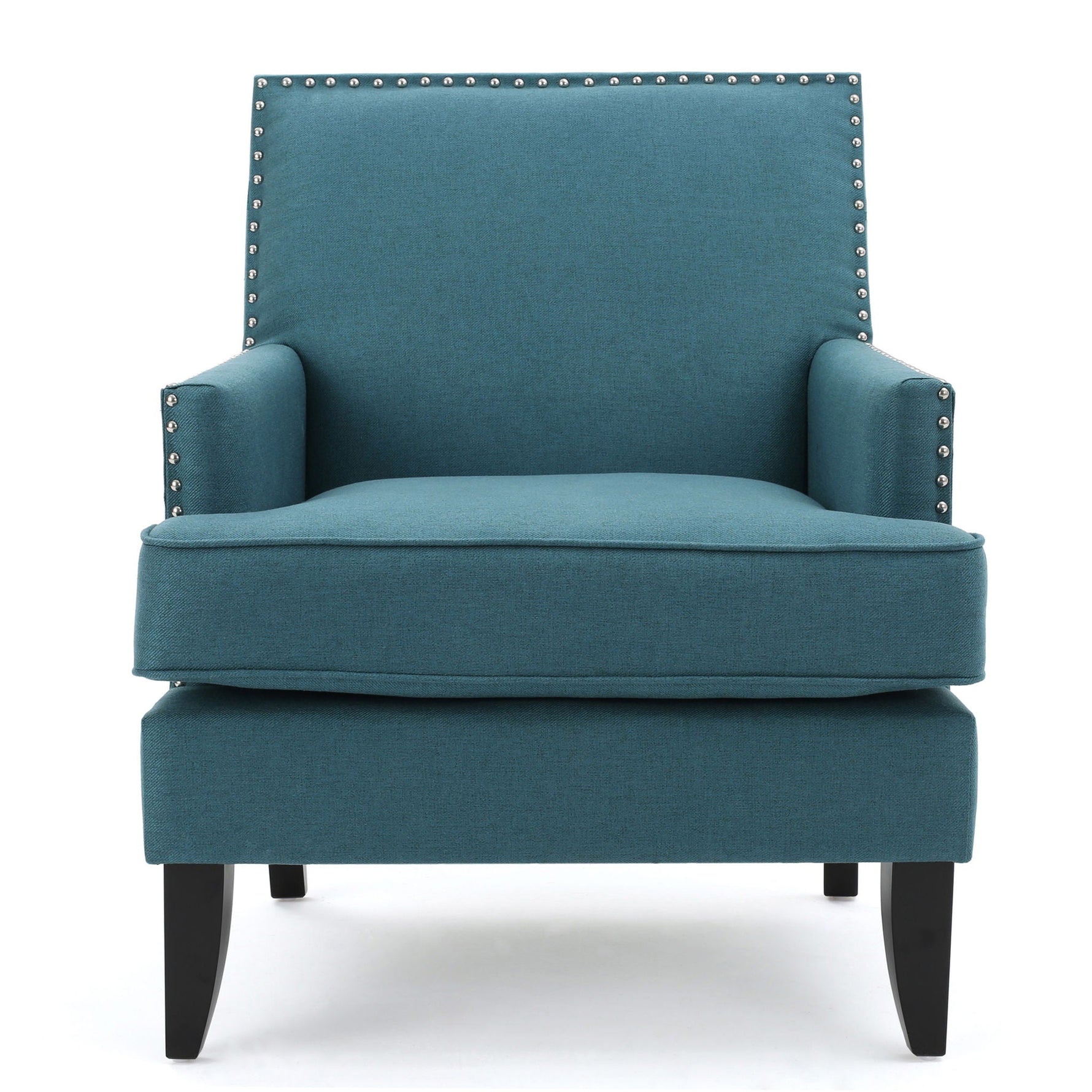Serenada Upholstered Fabric Club Chair With Nailhead Trim And Tapered Birch Legs