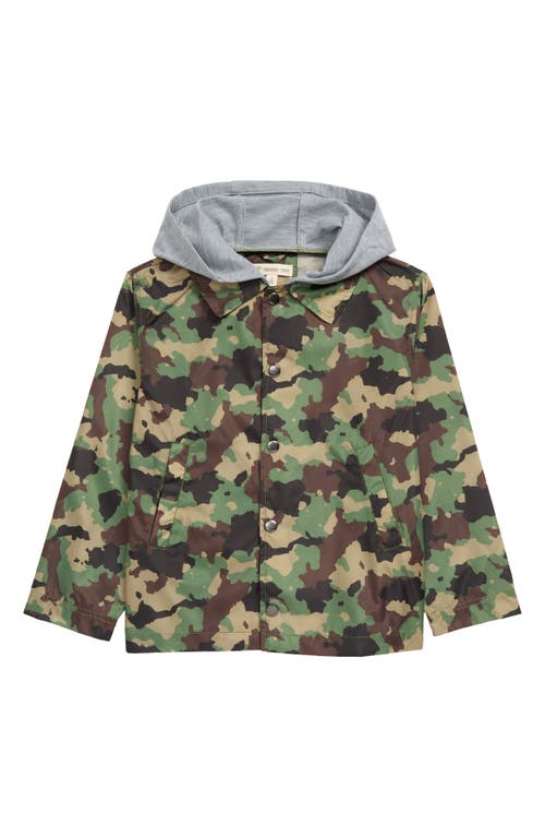 Kids Camo Hooded Jacket in Olive Branch