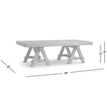 Hawthorne 48' Solid Reclaimed Elm Rectangular Trestle Coffee Table, Heritage Medium-Dark Brown