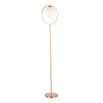 Moon Contemporary Floor Lamp in Gold Metal and Frosted Glass