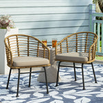 Randy Modern Wicker Chair With Water Resistant Cushions - Brown / Beige