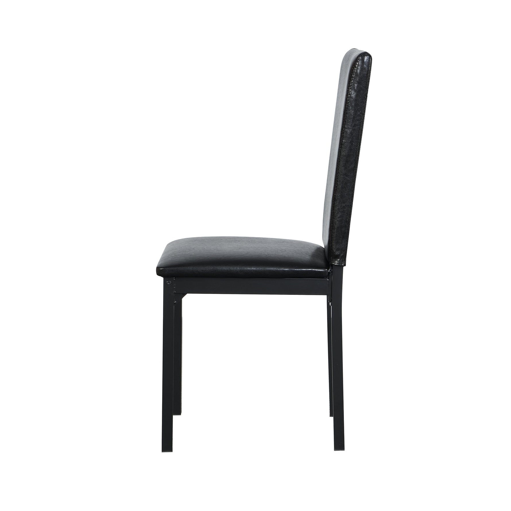 Furniture 5 Piece Metal Dinette Set with Faux Marble Top - Black