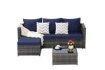 2 Pieces Patio Furniture Set, Outdoor Woven Sectional L-Shaped Patio Furniture