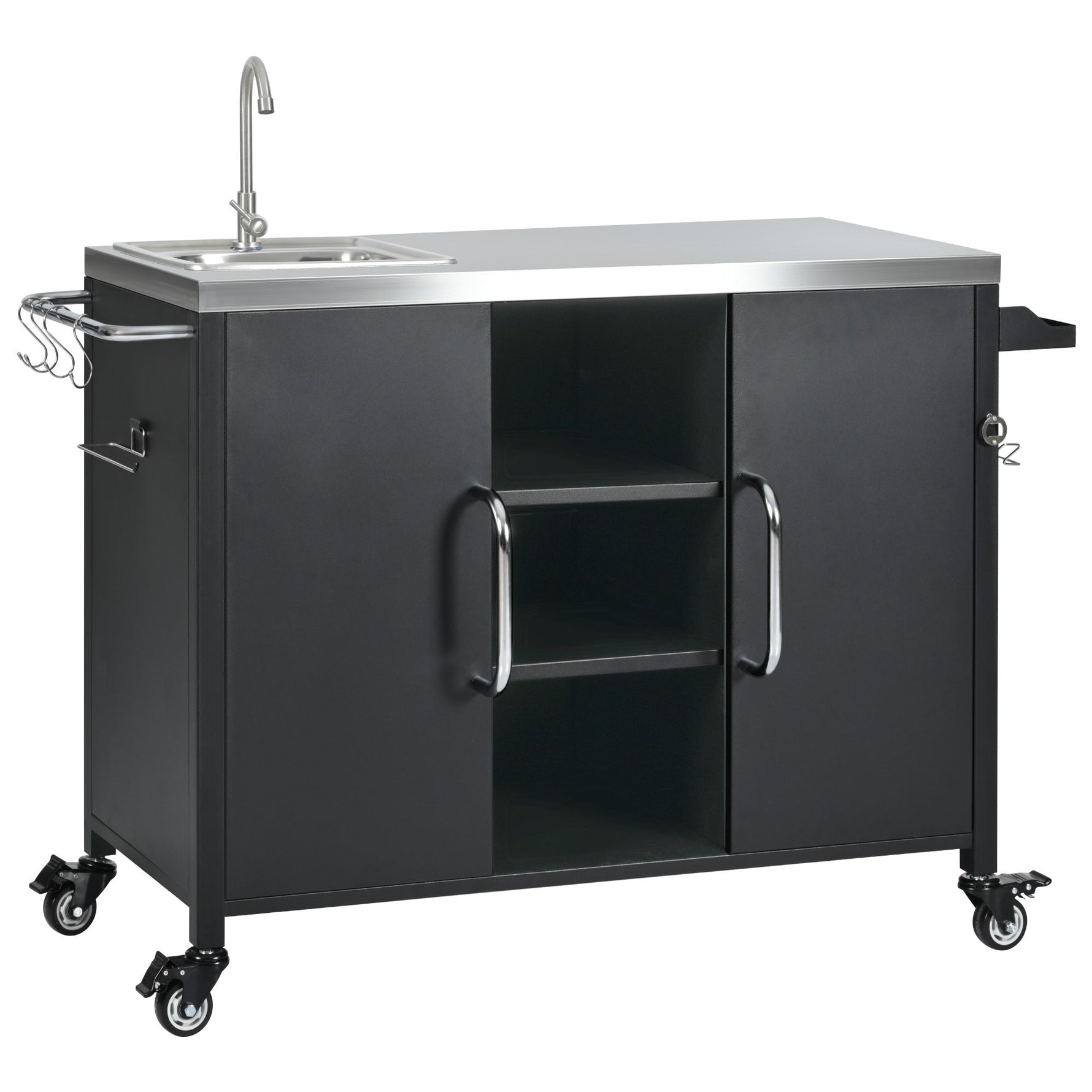K&K 55.5" Outdoor Kitchen Island with Sink