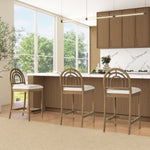 27" Upholstered Counter Stool Set of 2 with Arched Wood Back